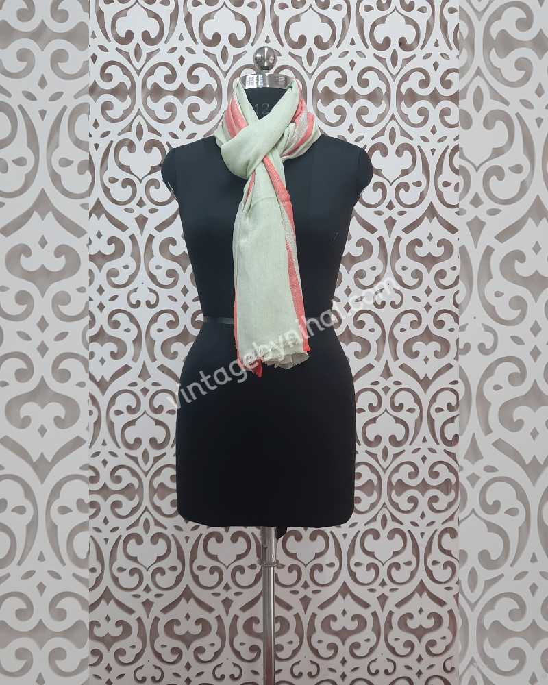 Pista Green Modal Silk Stole with Zari Border 